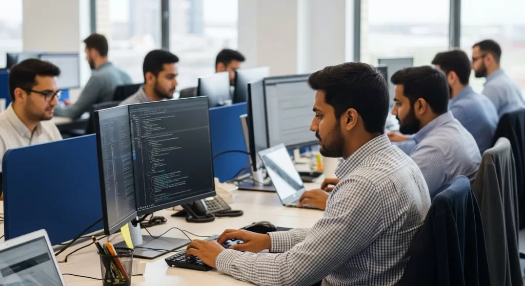 software developers working for an outsource software development agency Software Developers working for an outsource software development agency